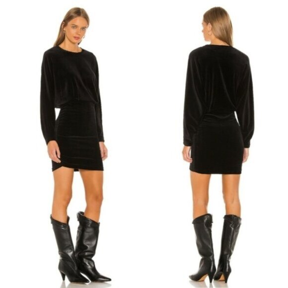 Iro Black Velvet Alamo Dress Women Size XS - Picture 1 of 9